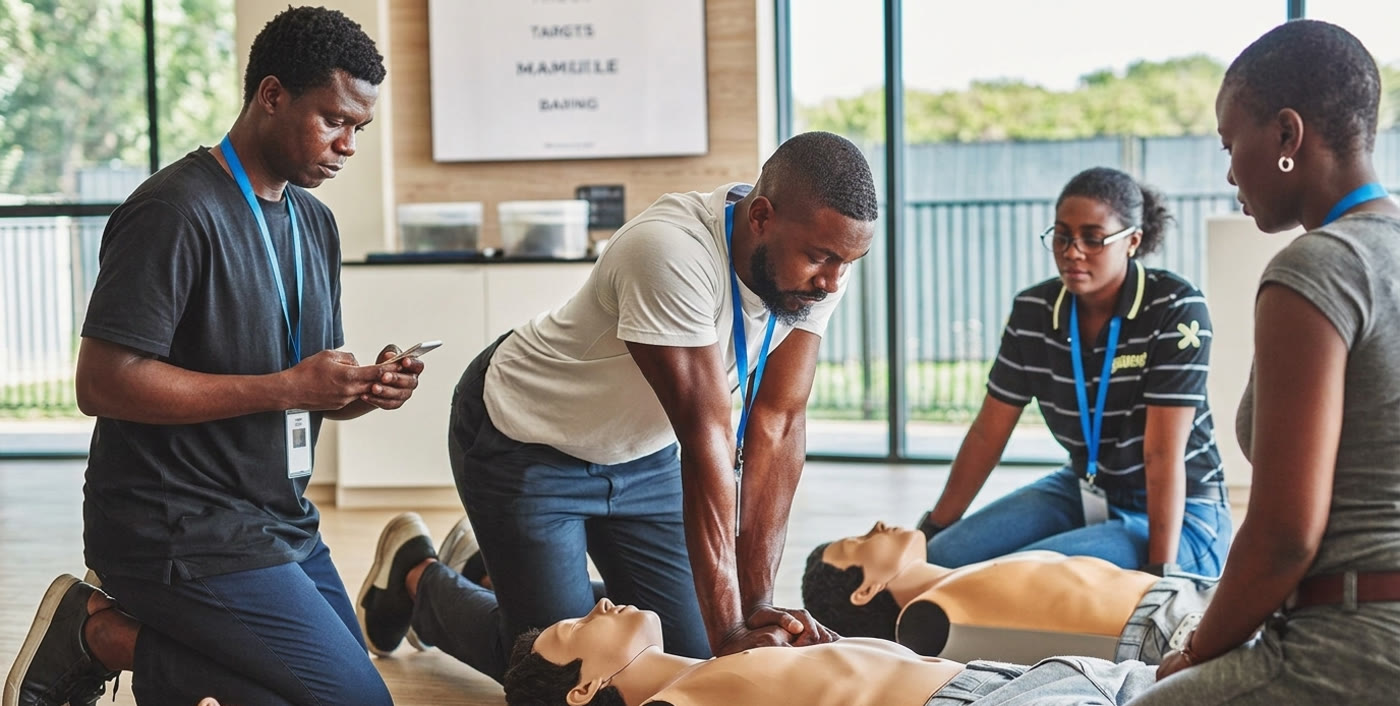 Exercice de réanimation cardio-pulmonaire sur mannequin